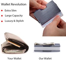 Men Casekey Metal Carbon Fiber Holder Slim Money Purse Card Clip Wallets