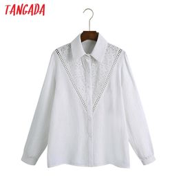 Women Retro Embroidery Romantic Blouse Long Sleeve Chic Female Shirt Tops 6Z61 210416