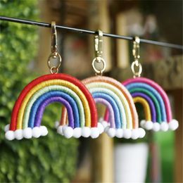 Weaving Rainbow Keychains for Women Boho Handmade key Holder Keyring Macrame Bag Charm Car Hanging Jewelry Gifts 11 styles