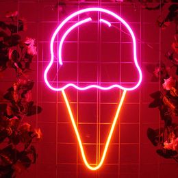 Other Lighting Bulbs & Tubes Ice Cream Modern Neon Sign Lights Custom Anime Flex Led Mural Wall Hanging Home Shop Decor Personalised Gift Or