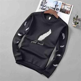 Black White Mens Hoodies Pullover Crewneck Sweatshirts Vintage Aesthetic Spring Autumn Polyester Hoddies Clothes For Teenagers 210728