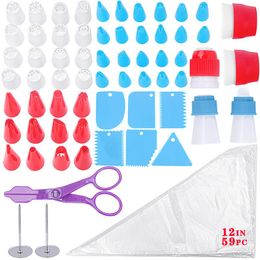 Baking & Pastry Tools 65 Pc Stainless Steel Cake Decorating Tip Sets Russian Piping Tips Icing Nozzles Bag DIY
