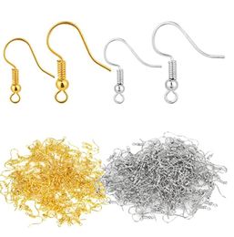 200pcs (100pair)Stainless Steel Earring Hooks, Wires French Coil and Ball Style Nickel-Free Ear for Jewellery Making,Colors Silver .Gold