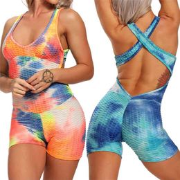 Sport Clothing Backless Suit Workout Tracksuit For Women Running Short Tight swear Gym Yoga Set 210813