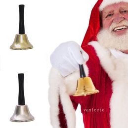 Gold Silver Christmas Hand Bell Xmas Party Tool Dress Up As Santa Claus Christmas Bell Rattle New Year Decoration T2I52655