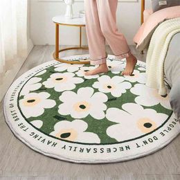 Nordic Living Room Carpet Printing Thick Area Rugs Non-slip Floor Mats Bedroom Bedside Round Carpets Fluffy Soft Balcony Rug 210917