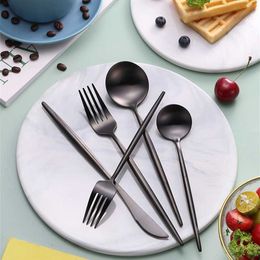 20Pcs/set Stainless Steel Cutlery Set Dinnerware Set Knife Dessert Fork Spoon Set Flatware Tableware Silverware Drop 211112