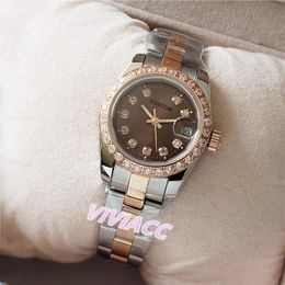 Classic Stainless Steel Sapphire Calendar Watch Women Lady Automatic Mechanical Rose Gold Diamond Bezel Watches 26mm