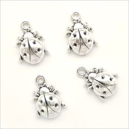 Wholesale 100pcs Ladybug Lady beetle Tibetan Silver Charms Pendants for Jewellery making Earring Necklace Bracelet Key chain accessories 19*13mm DH010