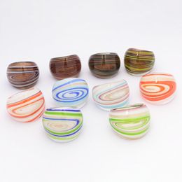 10PCS/Lot Randomly Mixed With Coloured Glaze Ring Murano Gold Foil Colour Starry Sky Pattern Rings More 17-19 mm