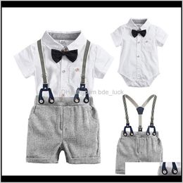 Clothing Baby, Kids & Maternity Bow Tie Gentleman White Short Sleeve Baby Boys Clothes Sets Drop Delivery 2021 Togae