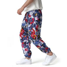 Flower Print Mens Pants Casual Long Baggy Pencil Pants Men Breathable Harajuku Streetwear Oversize Trousers Cotton Sweatpants 210524