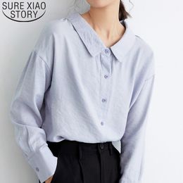 Womens And Blouses Blouse For Ladies Tops Long Sleeve Button Solid Harajuku Blusas White Shirts Women 5271 50 210415