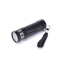 4 Colours Mini Portable UV Ultra Violet Blacklight 9 LED Flashlight TAluminium Flashlight Torches Novelty Items