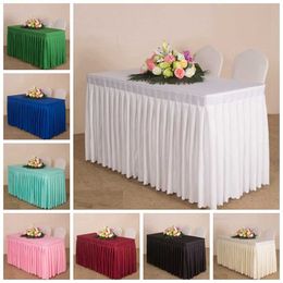 20 Colours Wedding Table Cover Ruffled Cloth Skirt Linen Box Pleated For el Banquet Party Decoration 211103