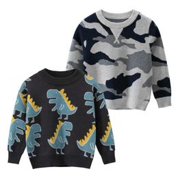 Camou Winter Sweater For Boys Cute Dinosaur Toddler Pullover Warm Children's Knitted Wear Kids Clothes Y1024