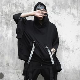 Autumn Winter Street Hip Hop Techwear Oversized Hoodie Men Sleeves Zipper Vintage Casual Sweatshirts Gothic Kpop Sweat Homme Men's Hoodies &