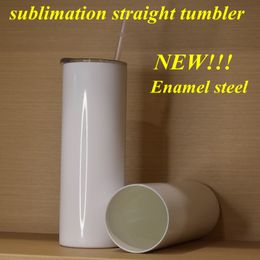 sublimation 20oz Enamel straight tumbler 304 stainless steel Camping Tea Cup with Enamel paint slim tumbler skinny tumblers