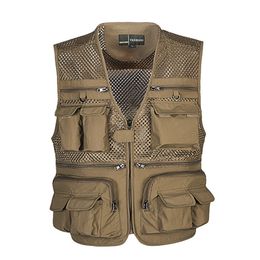 Unloading Men's Vest Tactical Webbed Gear Coat Summer Pographer Waistcoat Tool Many Pocket Mesh Work Sleeveless Jacket Male 210925