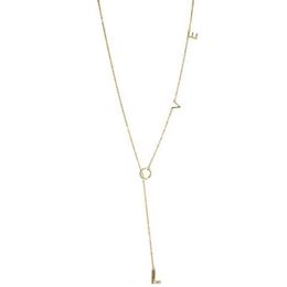 -Top Quality Lariat Love Necklace Color Gold L O V E Letra Link Cadeia Dainty Minimal Menina Mulheres Presente 925 Sterling Silver Jewelry Y1204
