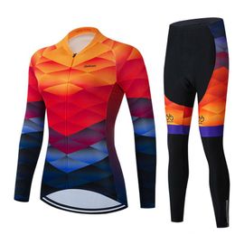 ladies mtb clothing UK - Racing Sets 2021 Spring Autumn Women's Long Sleeve Cycling Clothing MTB Team Jersey Bike Riding Suit Breathable Bicycle Ladies SportsWear