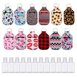24 Pcs Hand Sanitizer Keychain Holder Empty Travel Bottle Refillable Container Reusable Bottles with Keychain Carrier Dropship H0915