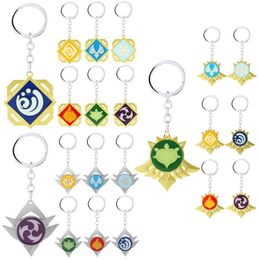 Game Fashion Genshin Impact Element Key Chain Eye of God 7 Element Weapons Bag Pendant Keychain Valentines Day Gift For Boys Y0728