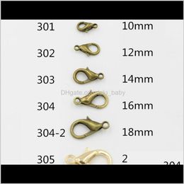 Findings Components Drop Delivery 2021 Wholesale 1000Pcs Imitation Rhodium Plated 10Mm 12Mm 14Mm 16Mm 18Mm 21Mm 2M 24Mm Zinc Alloy Lobster Cl