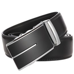 Belts High Quality Men Belt Leather Automatic Buckle Male Fashion Jeans Chain Stretch Solid Luxury Bland Black FG3125-2