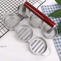 High Quality Poultry Tools Three Grids Round Shape Non-stick Coating Hamburger Aluminium Alloy Hamburgers Meat Beef Grill seaway RRF11902