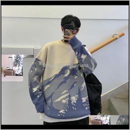 Clothing Apparel Drop Delivery 2021 Men Sweater Streetwear Mountain Tree Pattern Hip Hop Autumn Pullover Spandex Oneck Oversize Couple Casual