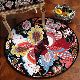 Carpets Modern Colourful Round Vintage Butterfly Pattern Area Rugs For Home Living Room Floor Mat Bedroom Decor