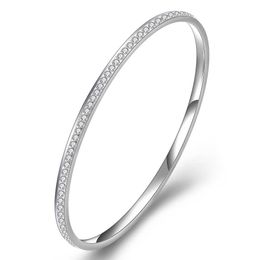 Wholesale Stainless Steel Bangles Women Jewellery with Good Clear Cz Crystal Q0719