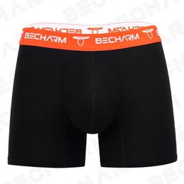 Underpants Becharm Men's Panties Boxers Shorts Solid Black Large Size Set Men Male Briefs Boxer Man Sexy Clothing Short Homme