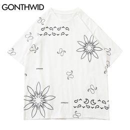 T-Shirts Men Hip Hop Streetwear Bandana Paisley Flower Pattern Short Sleeve Tees Cotton Harajuku Casual Loose Tops Male 210602