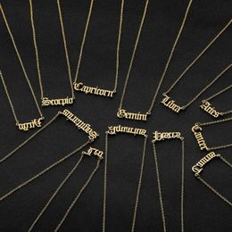 Male Female Necklaces Zodiac Constellation Necklace For Women Men Men's Women's Neck Chain Pendants Pendant Choker Jewellery Wholesale