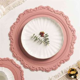 23cm 35cm Silicone Flower Placemat Tableware Oil Resistant Heat Insulation Non-Slip Tablemat Coaster Kitchen Washable Cup Pad 210706