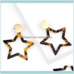 Charm Jewelrydesigners Acrylic Exaggerated Acetate Plate Creative Geometry Five Pointed Star Leopard Earrings Women Drop Delivery 2021 Wzkfu