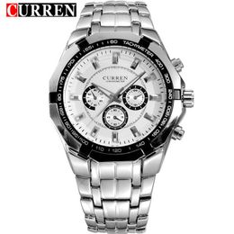 Waterproof 30m Quartz Watch for Men Curren Fashion Stainless Steel Wristwatch 8084 Casual Sport Watch Male Clock Montre Homme Q0524