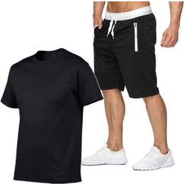 Men's Sportswear, Fitness Suit, Short Sleeve T-shirt, Quick-dry Shorts, 2-piece Set, 2021 Collection Tracksuits