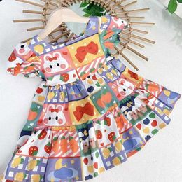 Design Girls Dress Cute Graffiti Baby Girl Short Sleeve Dress Children Summer Clothing Lovely Style Dress for 2-6year 210715