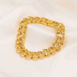 Men's Women's 24K Fine Solid Yellow Gold GF Bracelet Link Wide CURB Chai Glisten
