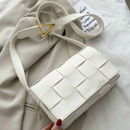 Fashion Women's Bag Handbags Summer Grid Weave Pu Leather Shoulder Crossbody Bags Solid Color Purses Lady Travel Bag