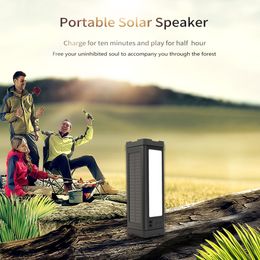 Outdoor Solar Bluetooth Speaker IPX7 Waterproof Wireless Stereo loudspeaker 5000mAh Power bnank with Three LED modes Camping light for Travel Party Beach Shower