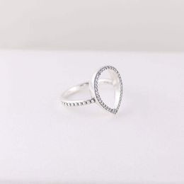 925 Sterling Silver Tear drop Wedding RING girl lady Box sets Fashon CZ Diamond Hollow Teardrop Rings for Women Gift Jewelry