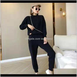 Pants Two Piece Sets Clothing Apparel Drop Delivery Double Sided Cashmere Knitted Suit For Womens Style In Autumn Winter 2021 Ekdlf