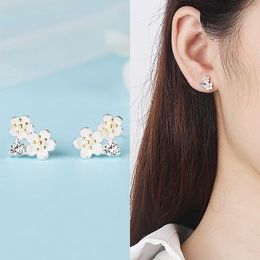 Hoop & Huggie Silver Color Simple Flower Stud Earrings For Women Girls Oorbellen High Quality Charm Party Engagement Gifts Jewelry Accessori