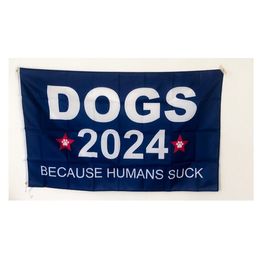 Dogs 2024 3' x 5'ft Flags Outdoor Celebration Banners 100D Polyester High Quality With Brass Grommets