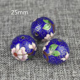 Large Chinese Polished Cloisonne Enamel 25mm Round Beaded Handmade DIY Jewellery Making Pendants Necklaces Jewellery Copper Accessories