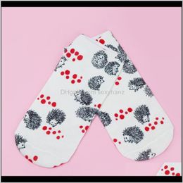 Hosiery Sweet Cartoon Animal Hedgehog Pattern Casual Short Socks Women Lovely Soft Breathable Polyester Sock 9R260 5Bgfu